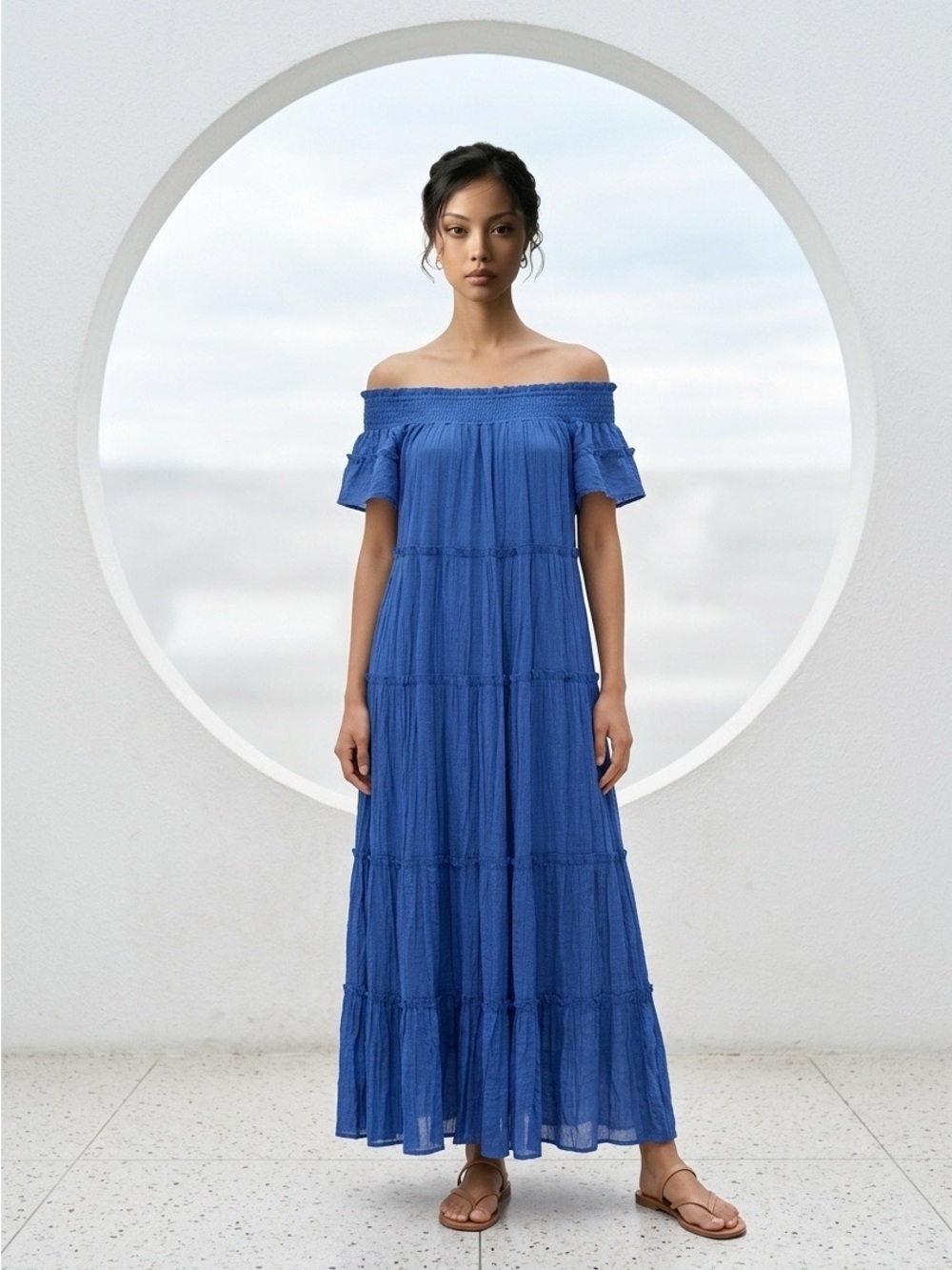 JODIFL Off-Shoulder Maxi Dress in Blue